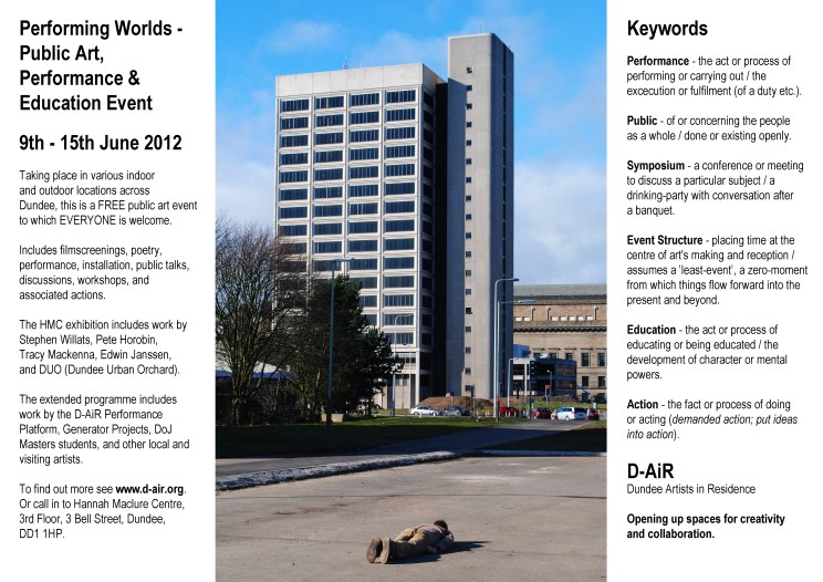 Jonathan Baxter - Performing Worlds - Dundee Artists in Residence